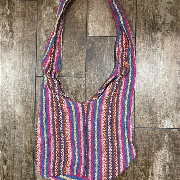 Hippie Hobo Sling Crossbody Woven Aztec Boho Bag Rainbow 🌈 - Picture 3 of 6